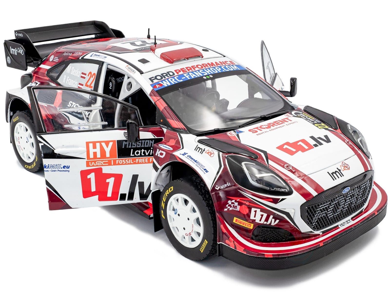 Ford Puma Rally1 #22 Martins Sesks - Renars Francis "Rally Latvia" (2024) "Competition" Series 1/18 Diecast Model Car by Solido - Image 2