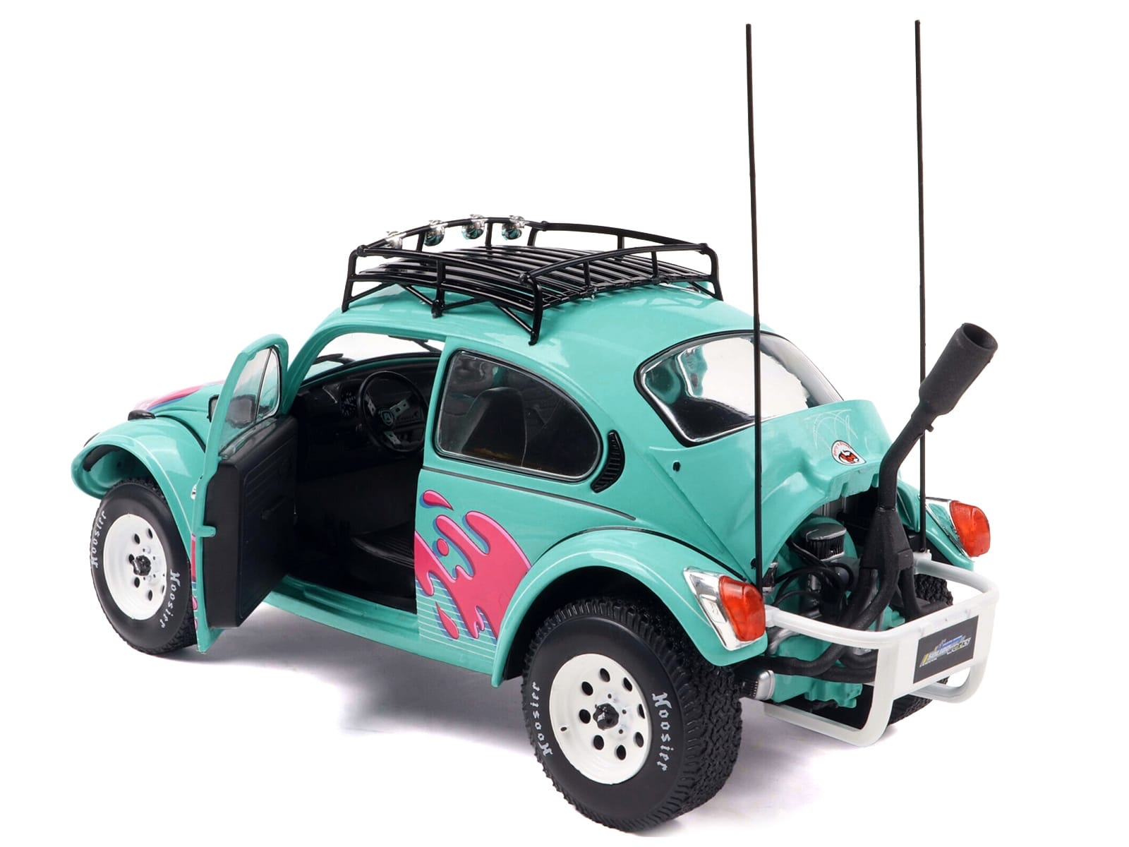 1976 Volkswagen Beetle Baja Miami Green with Pink Graphics 1/18 Diecast Model Car by Solido - Image 2