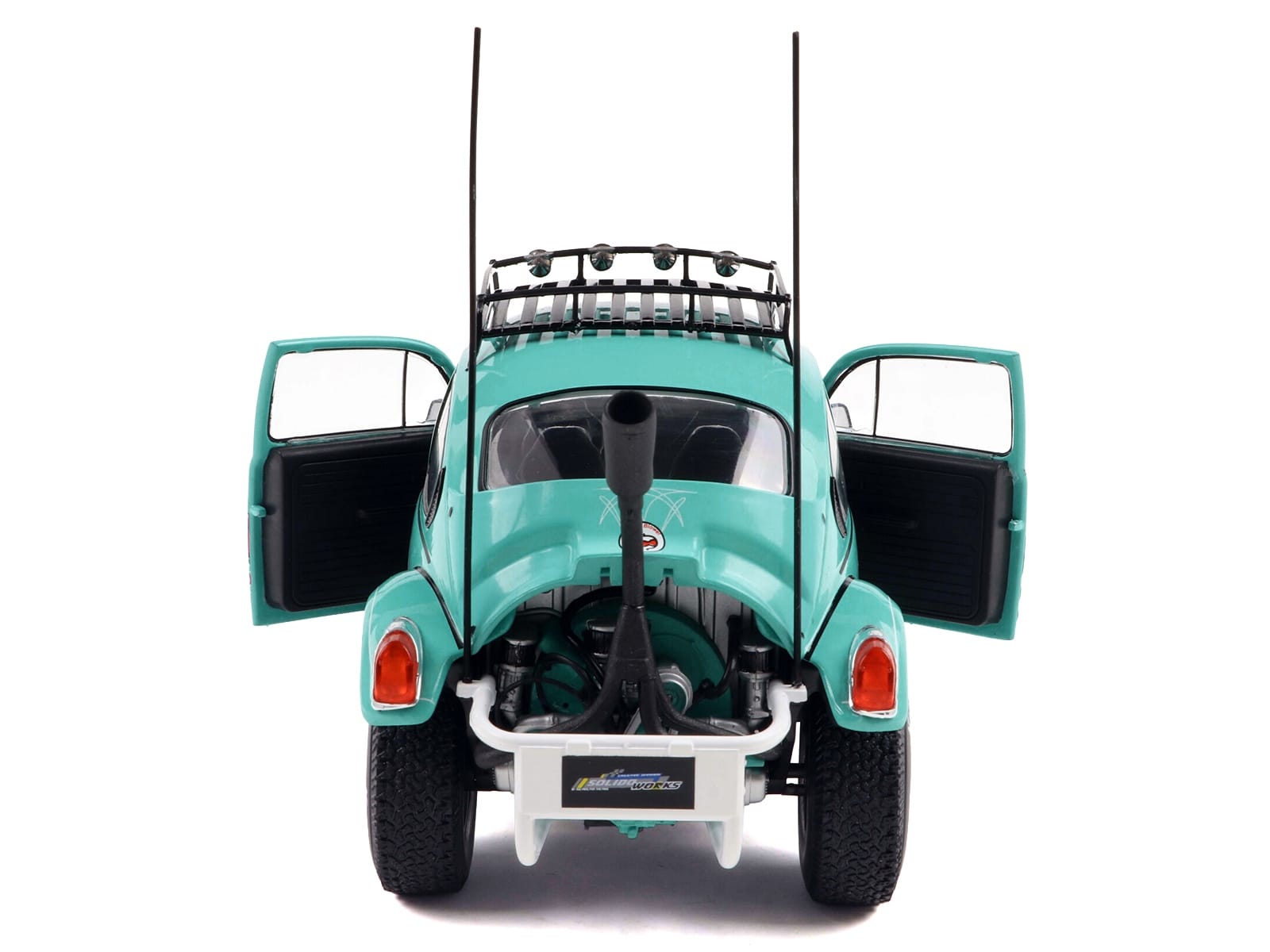 1976 Volkswagen Beetle Baja Miami Green with Pink Graphics 1/18 Diecast Model Car by Solido - Image 4