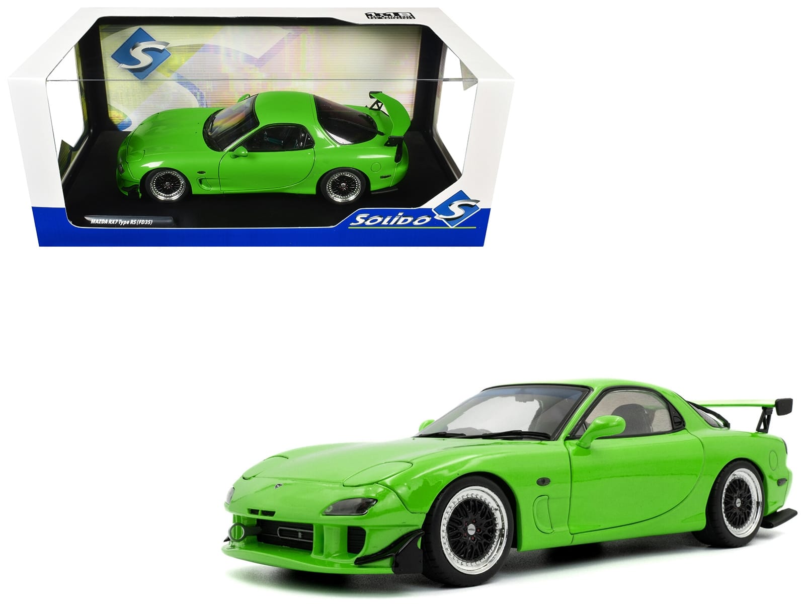 1999 Mazda RX7 Type RS (FD3RS) RHD (Right Hand Drive) Neon Green 1/18 Diecast Model Car by Solido