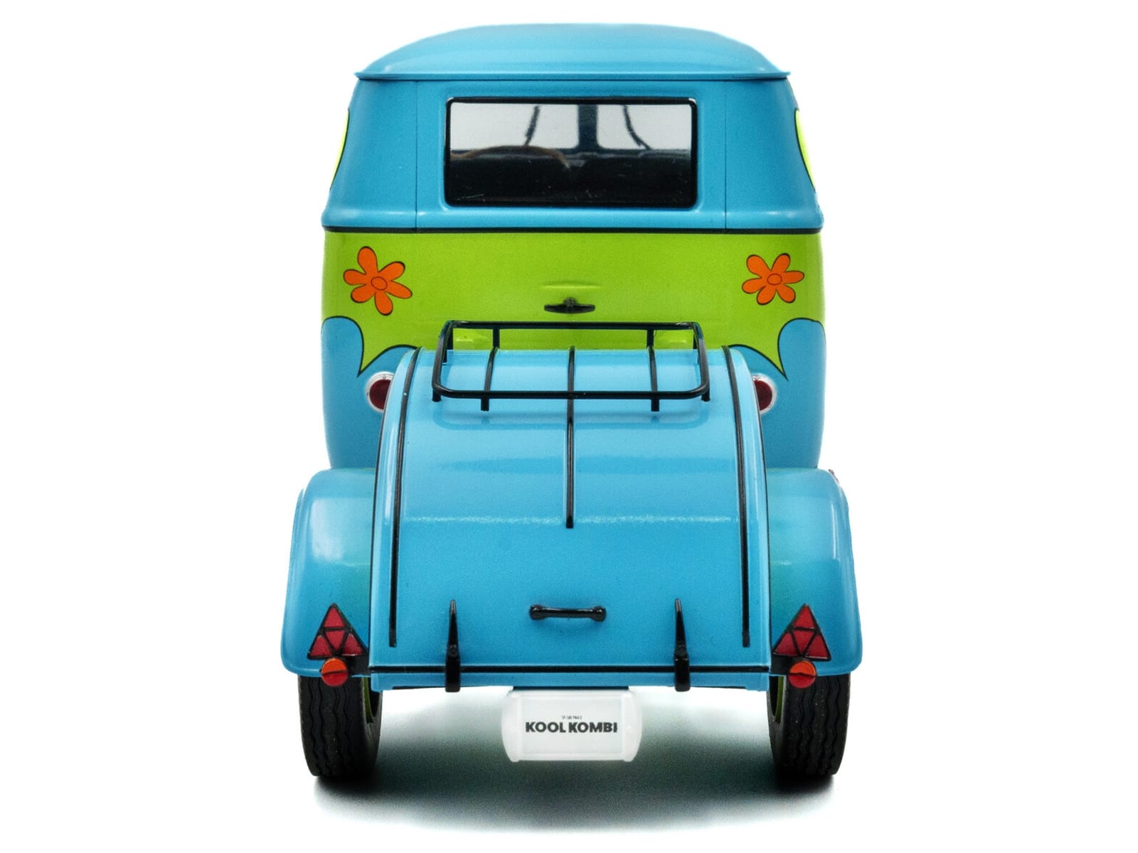 2024 Volkswagen Kool Kombi Van with Trailer "Ghost Hunter" Blue and Green with Graphics 1/18 Diecast Model Car by Solido - Image 5