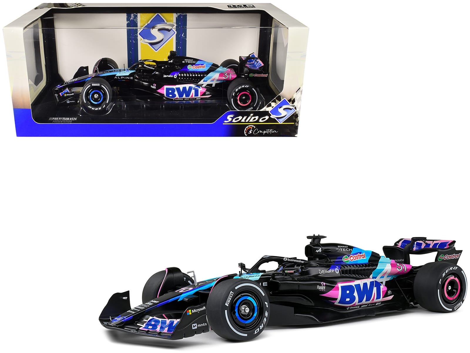 Alpine A524 Presentation Edition "BWT" "Formula One F1 World Championship" (2024) "Competition" Series 1/18 Diecast Model Car by Solido - Image 5