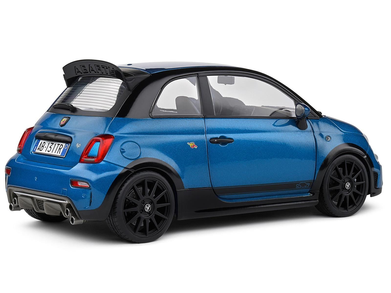2022 Fiat 695 Abarth "Tributo 131 Rally" Podium Blue Metallic with Black Side Stripes 1/18 Diecast Model Car by Solido - Image 4