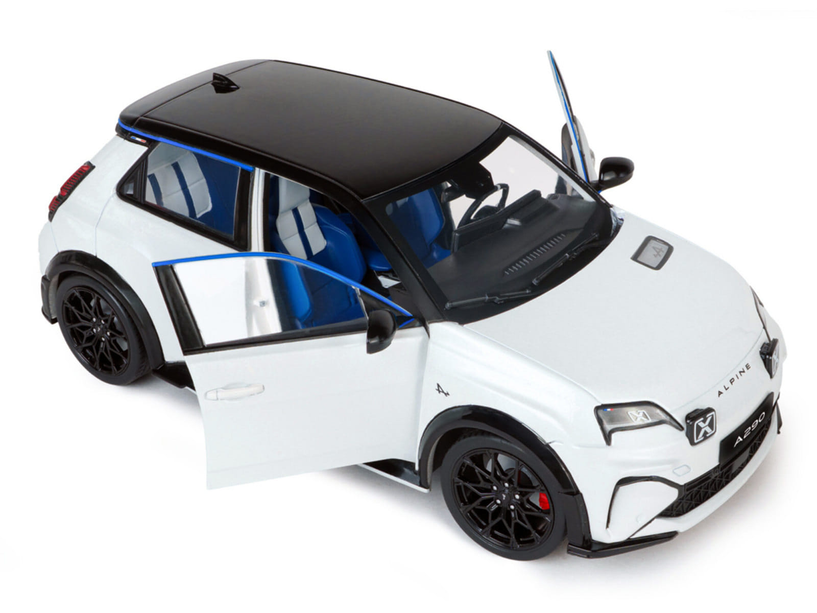 2024 Alpine A290 GTS White Metallic with Black Top 1/18 Diecast Model Car by Solido - Image 2