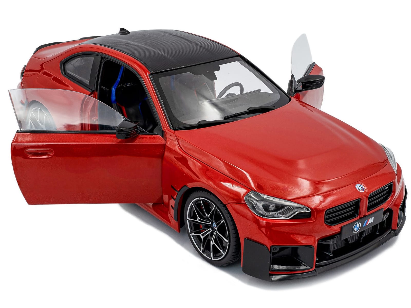 2024 BMW M2 Performance Parts Toronto Red Metallic with Carbon Top 1/18 Diecast Model Car by Solido - Image 2