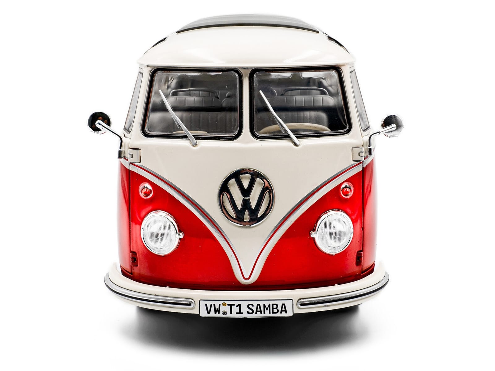 1962 Volkswagen T1 Samba Bus Red and White 1/18 Diecast Model Car by Solido - Image 5