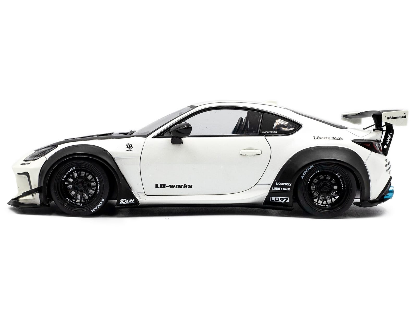 2024 Toyota GR86 LBWK Body Kit RHD (Right Hand Drive) Pearl White with Carbon Hood 1/18 Diecast Model Car by Solido - Image 3
