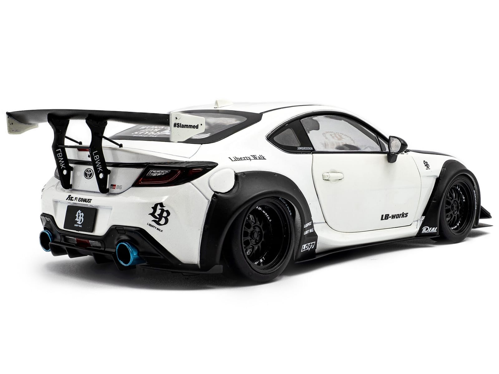 2024 Toyota GR86 LBWK Body Kit RHD (Right Hand Drive) Pearl White with Carbon Hood 1/18 Diecast Model Car by Solido - Image 4