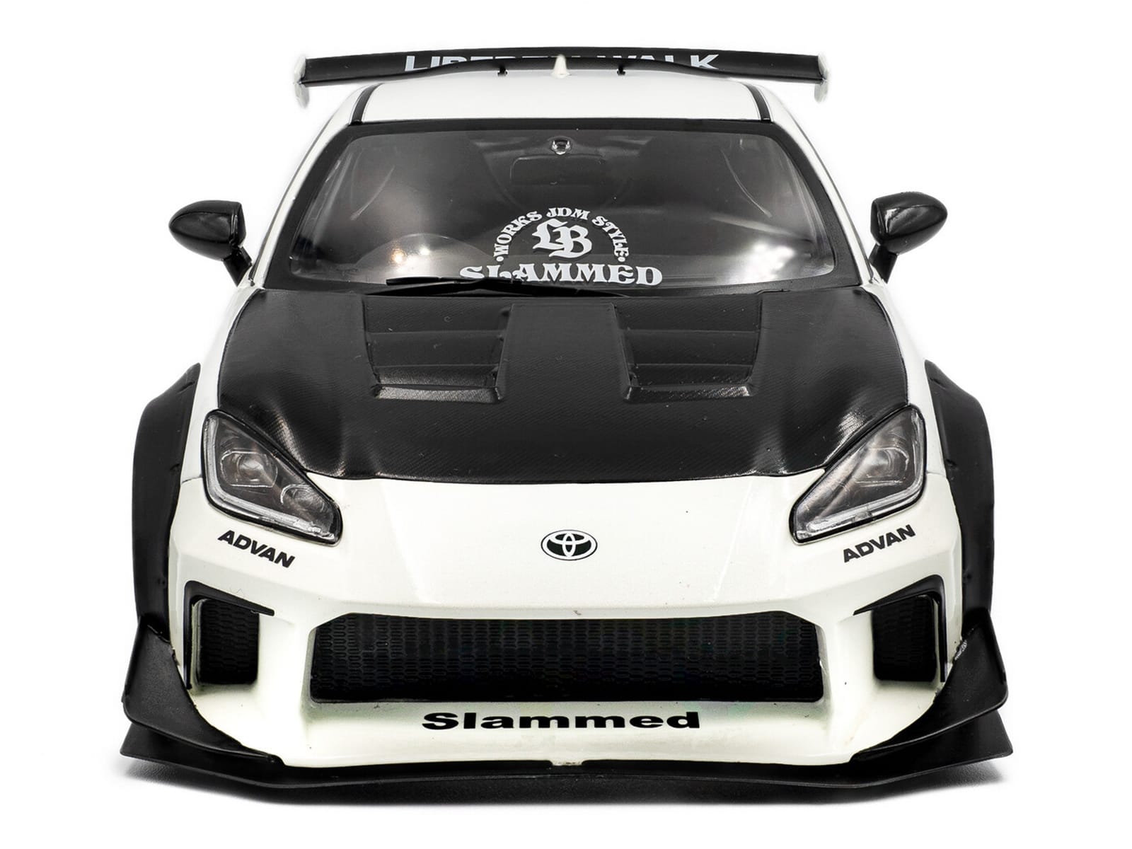 2024 Toyota GR86 LBWK Body Kit RHD (Right Hand Drive) Pearl White with Carbon Hood 1/18 Diecast Model Car by Solido - Image 5