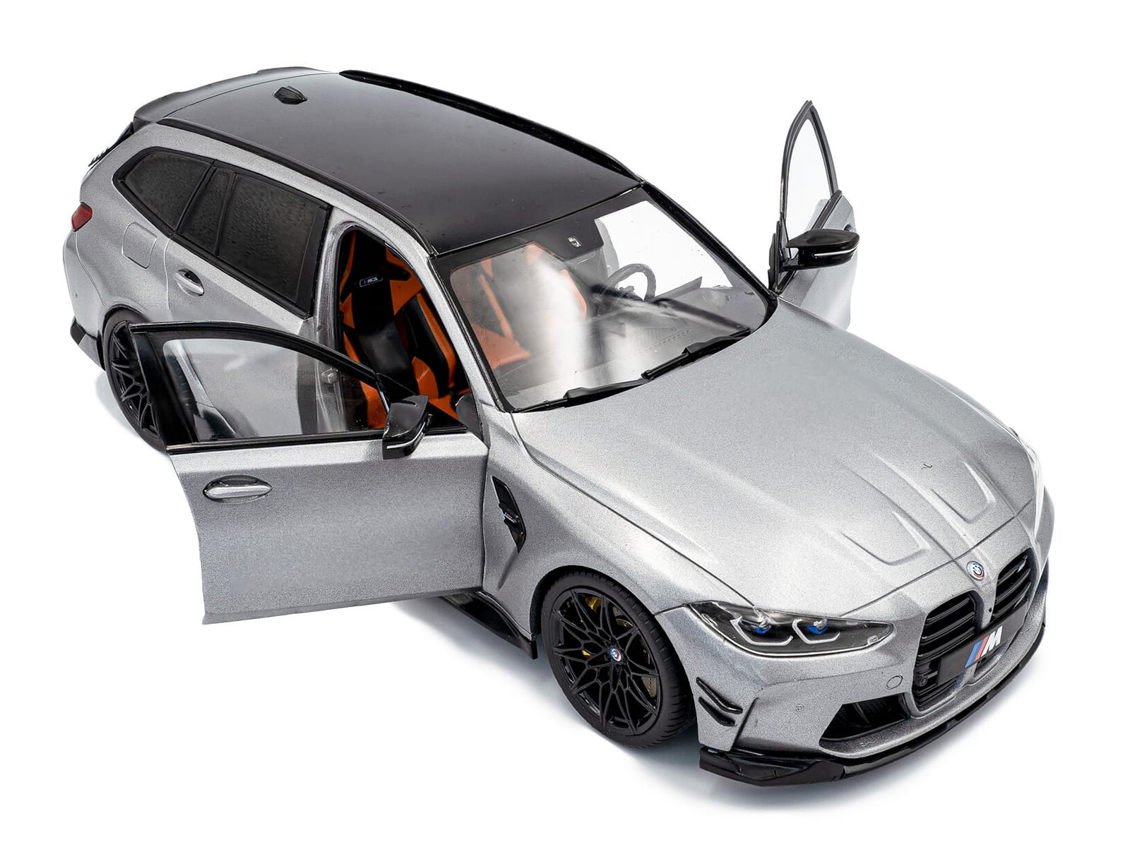2024 BMW M3 Competition M xDrive Touring Frozen Pure Gray Metallic with Black Top 1/18 Diecast Model Car by Solido - Image 2