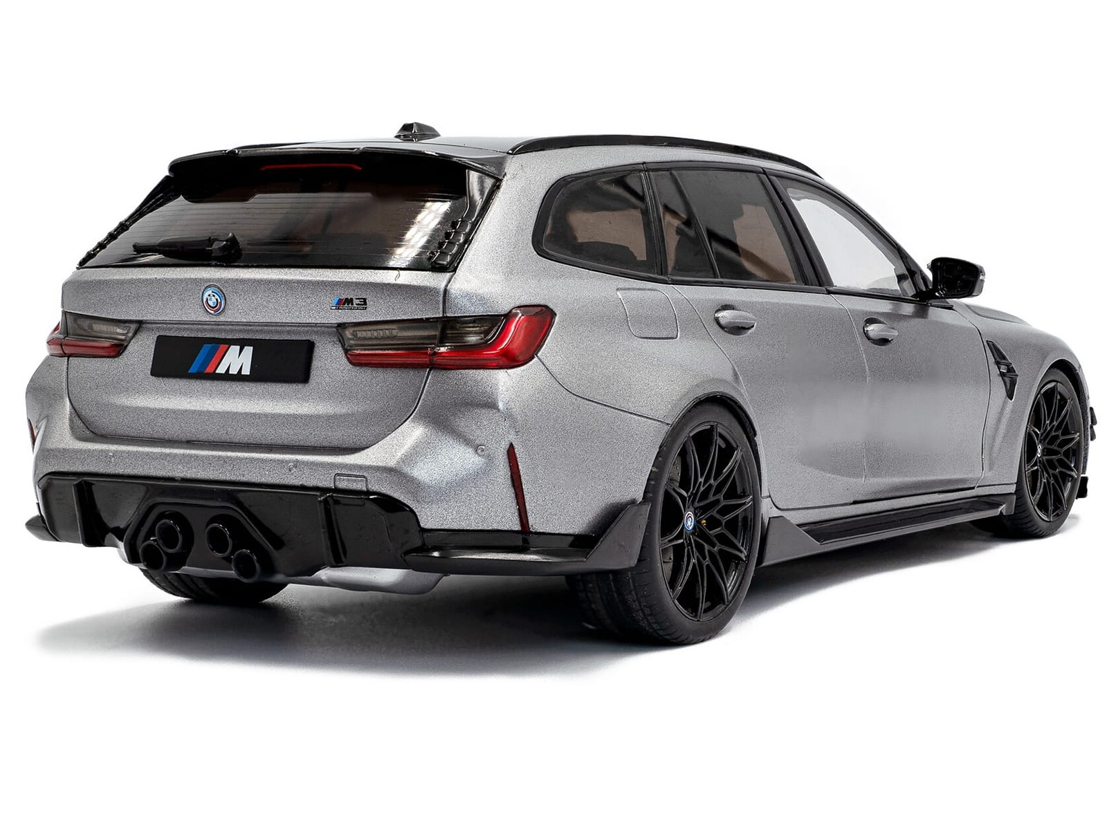 2024 BMW M3 Competition M xDrive Touring Frozen Pure Gray Metallic with Black Top 1/18 Diecast Model Car by Solido - Image 4