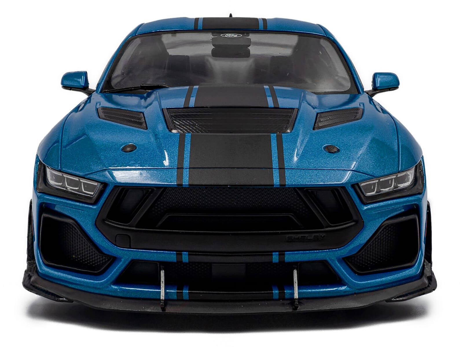 2024 Ford Shelby Mustang Super Snake Grabber Blue Metallic with Black Stripes 1/18 Diecast Model Car by Solido - Image 5