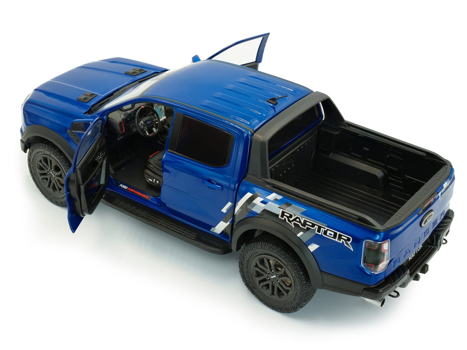 2024 Ford Ranger Raptor Pickup Truck Blue Lightning Metallic 1/18 Diecast Model Car by Solido - Image 4
