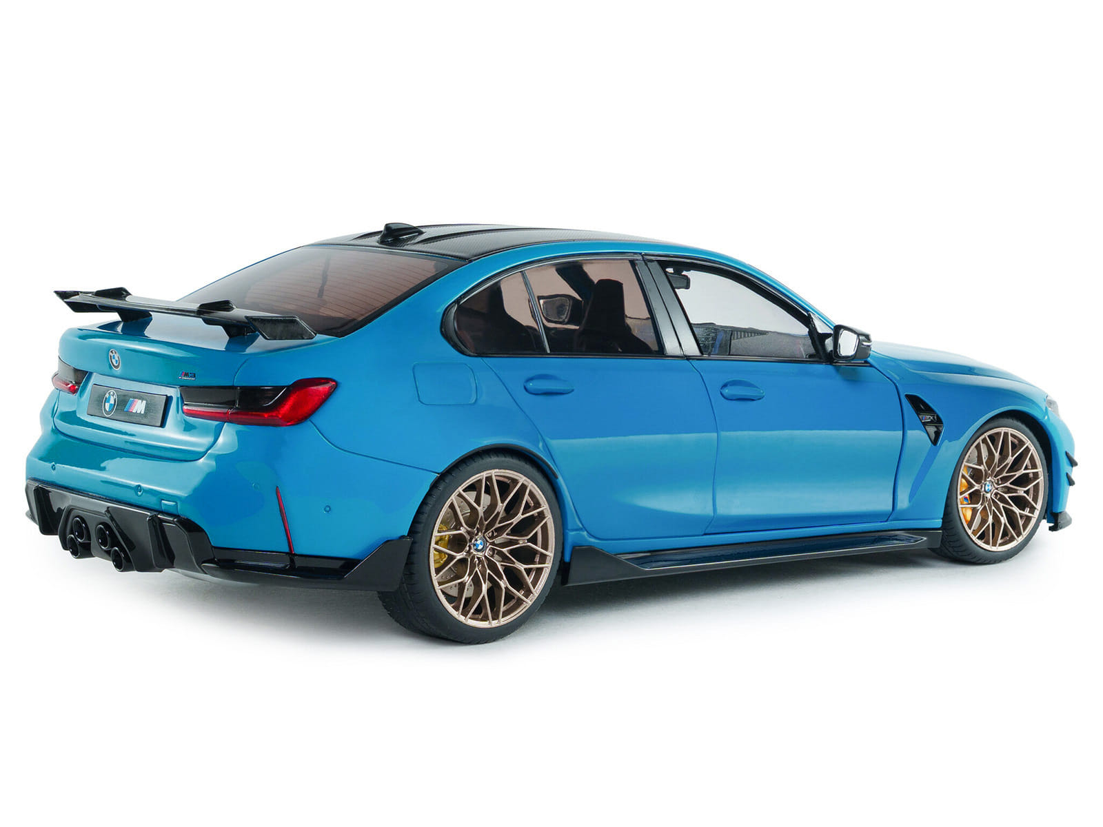 2024 BMW M3 Competition Daytona Beach Blue with Carbon Top 1/18 Diecast Model Car by Solido - Image 5