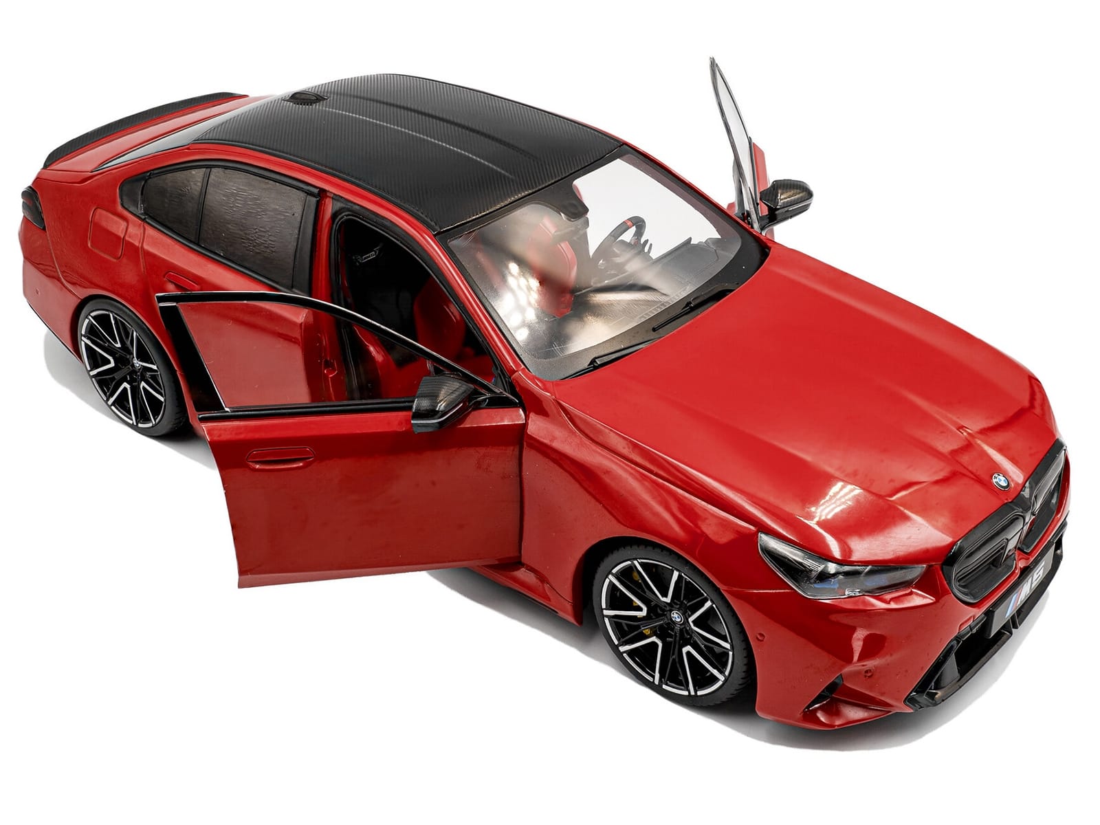 2025 BMW M5 Fire Red with Black Top 1/18 Diecast Model Car by Solido - Image 2