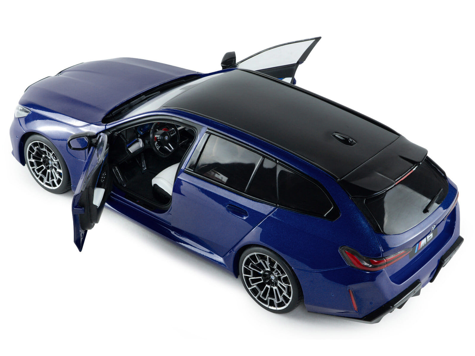 2025 BMW M5 Touring Marina Bay Blue Metallic with Black Top 1/18 Diecast Model Car by Solido - Image 4