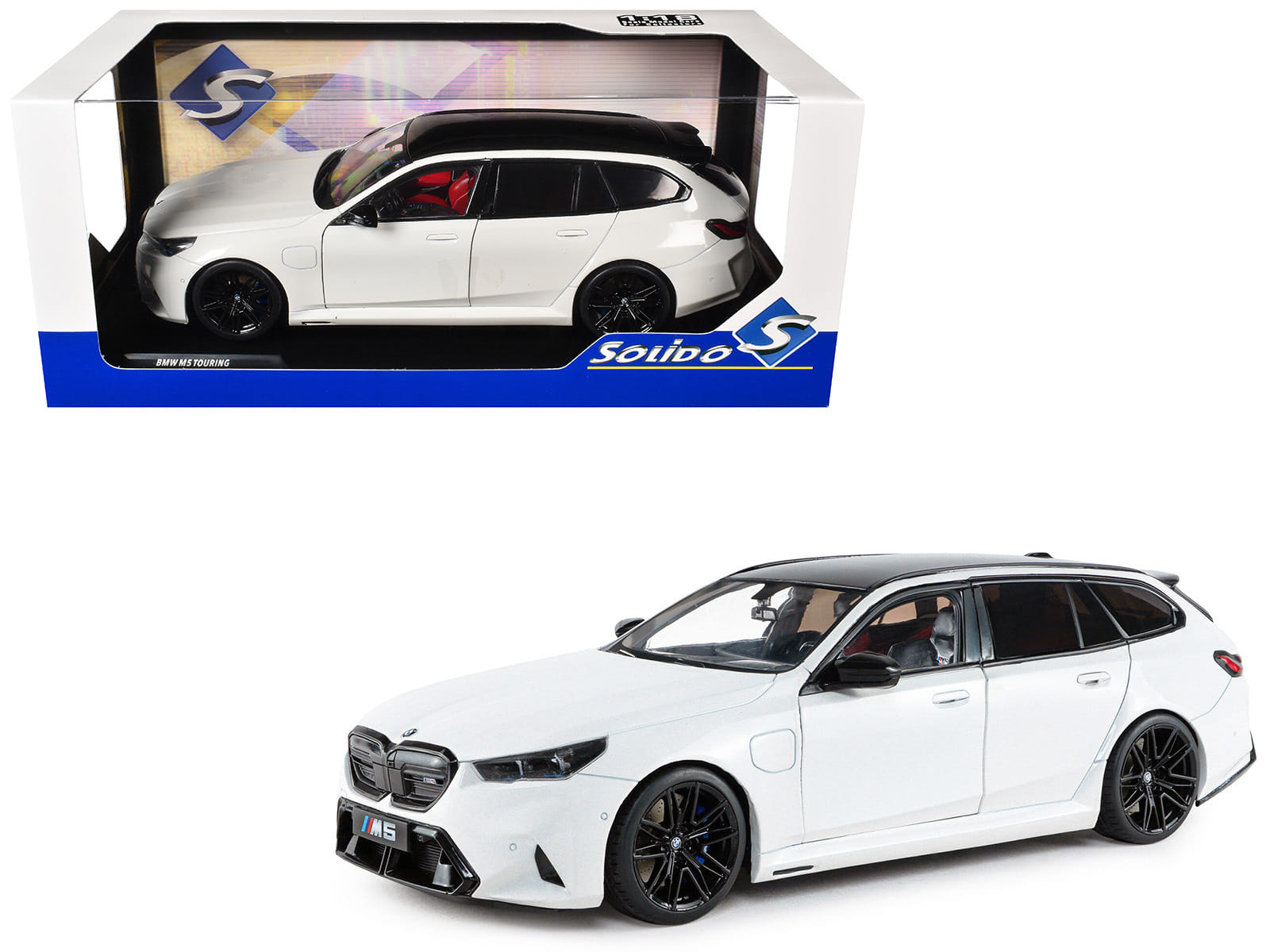 2025 BMW M5 Touring Alpine White with Black Top 1/18 Diecast Model Car by Solido