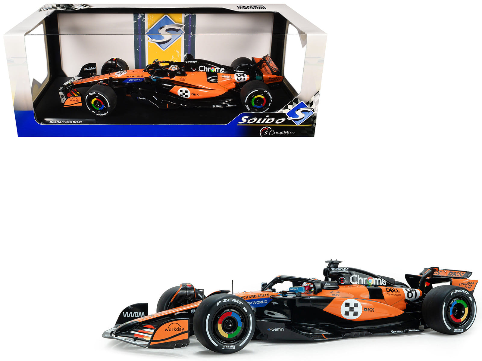 McLaren MCL39 #81 Oscar Piastri "OKX" 3rd Place Formula One F1 "Monaco GP" (2025) "Competition" Series 1/18 Diecast Model Car by Solido