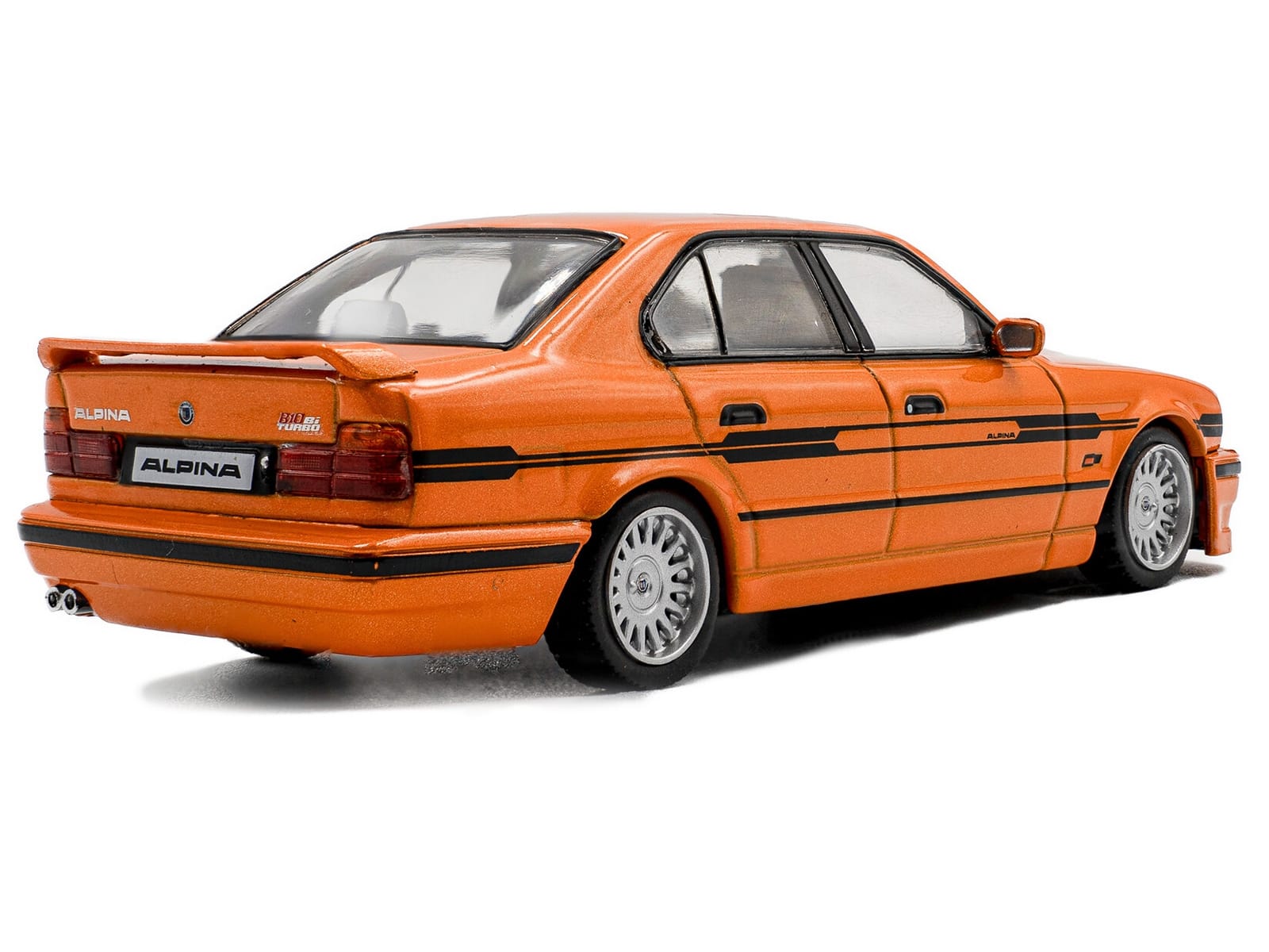 1994 BMW E34 Alpina B10 BiTurbo Orange Metallic with Black Stripes 1/43 Diecast Model Car by Solido - Image 3