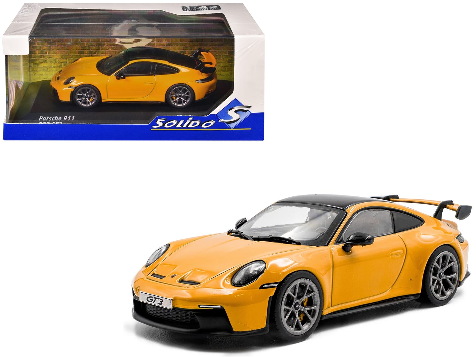 2023 Porsche 911 (992) GT3 Signal Yellow with Black Top 1/43 Diecast Model Car by Solido