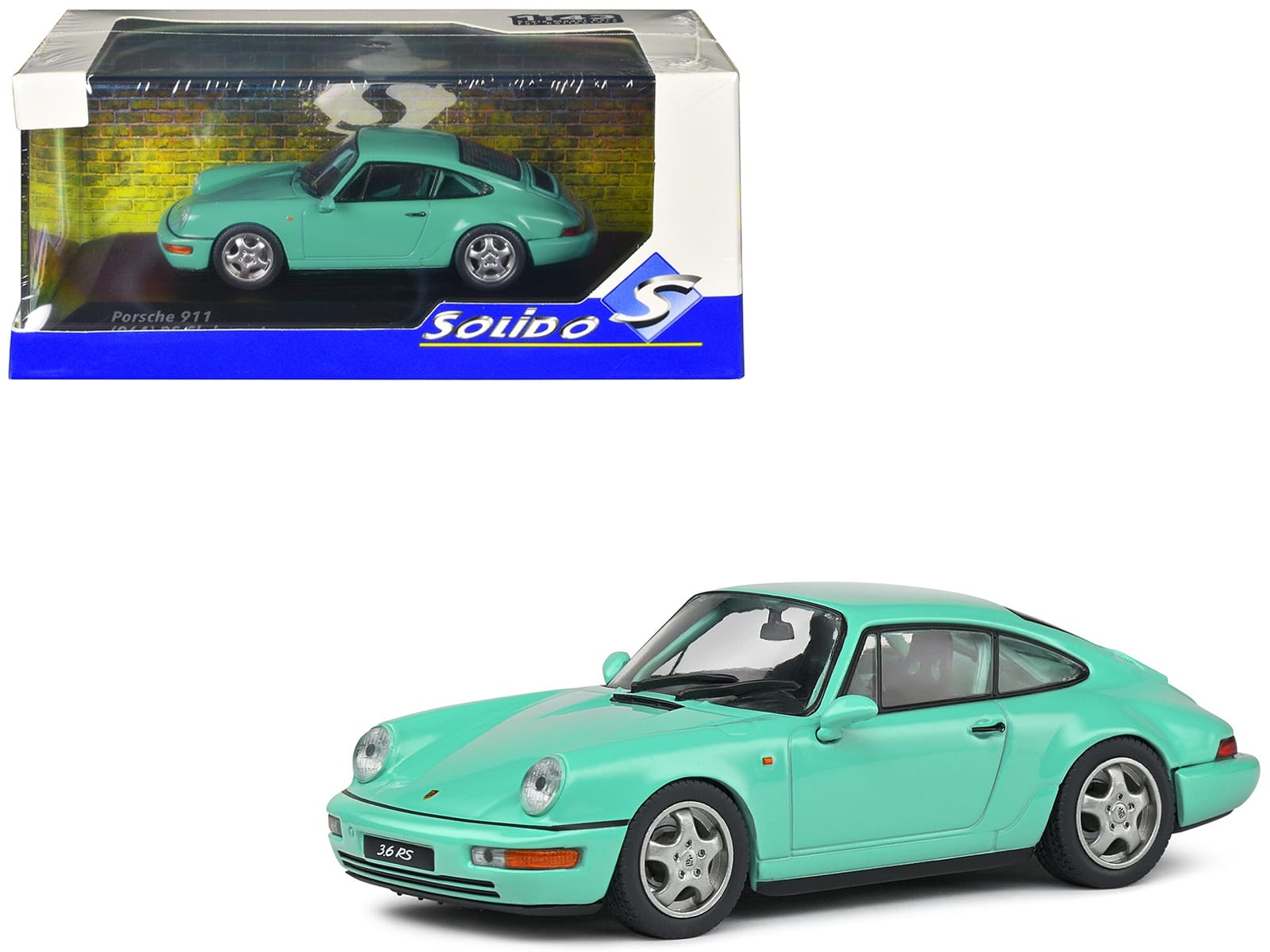 Porsche 911 (964) RS Clubsport Mint Green 1/43 Diecast Model Car by Solido - Image 5