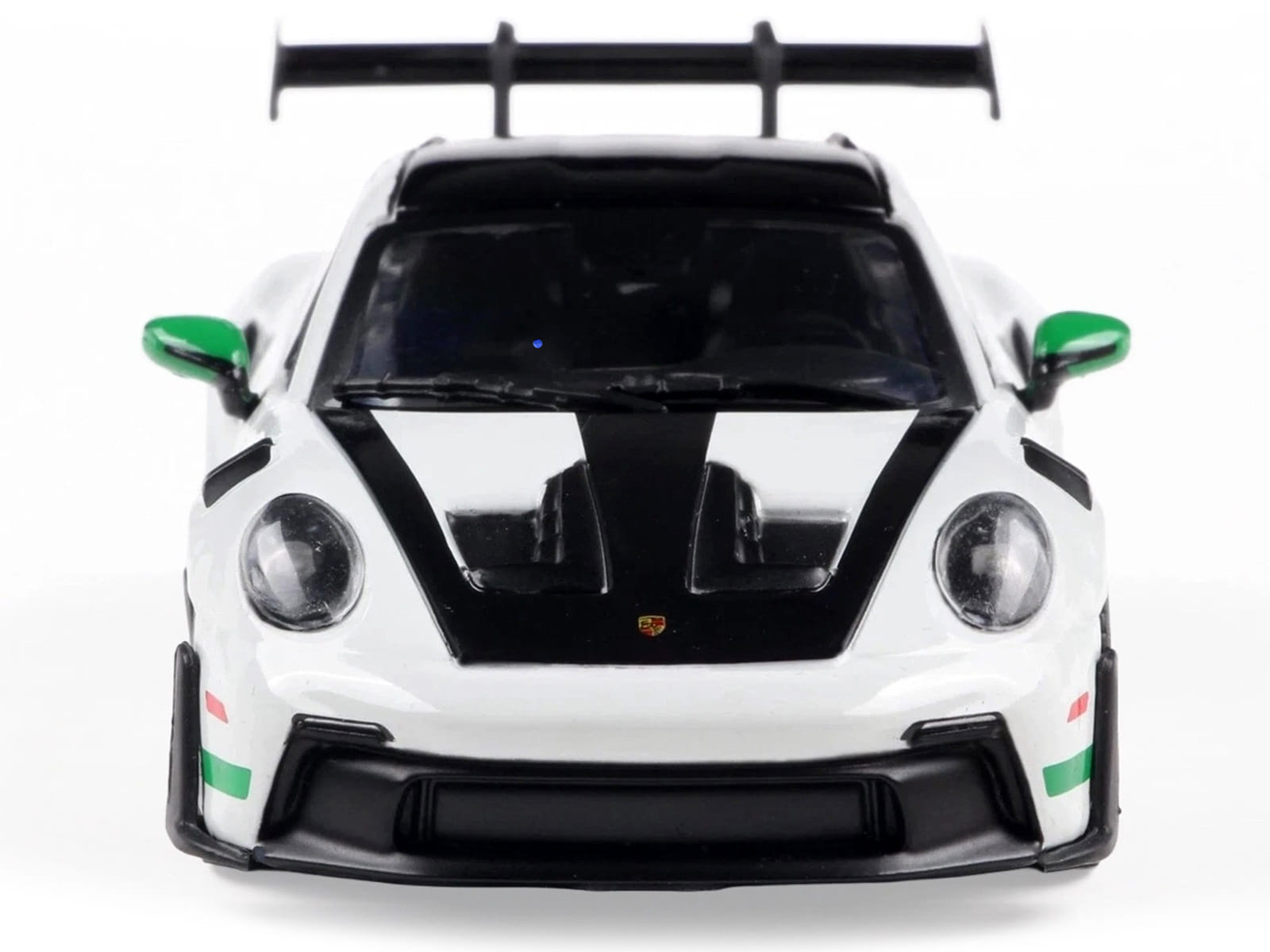2023 Porsche 911 (992) GT3 RS "Tribute to Carrera RS Package" White with Green Stripes and Black Hood and Top 1/43 Diecast Model Car by Solido - Image 4