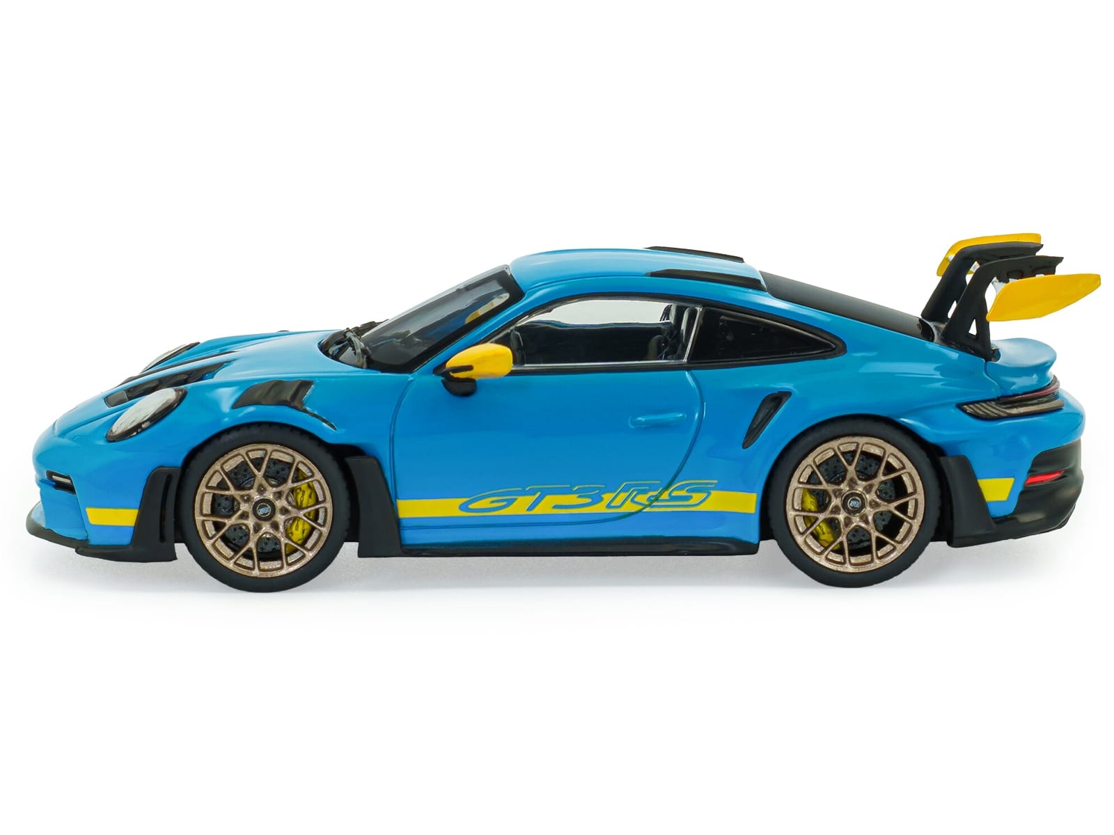 2023 Porsche 911 (992) GT3 RS "Tribute to 24 Hours of Daytona 2003" Riviera Blue with Yellow Stripes 1/43 Diecast Model Car by Solido - Image 2