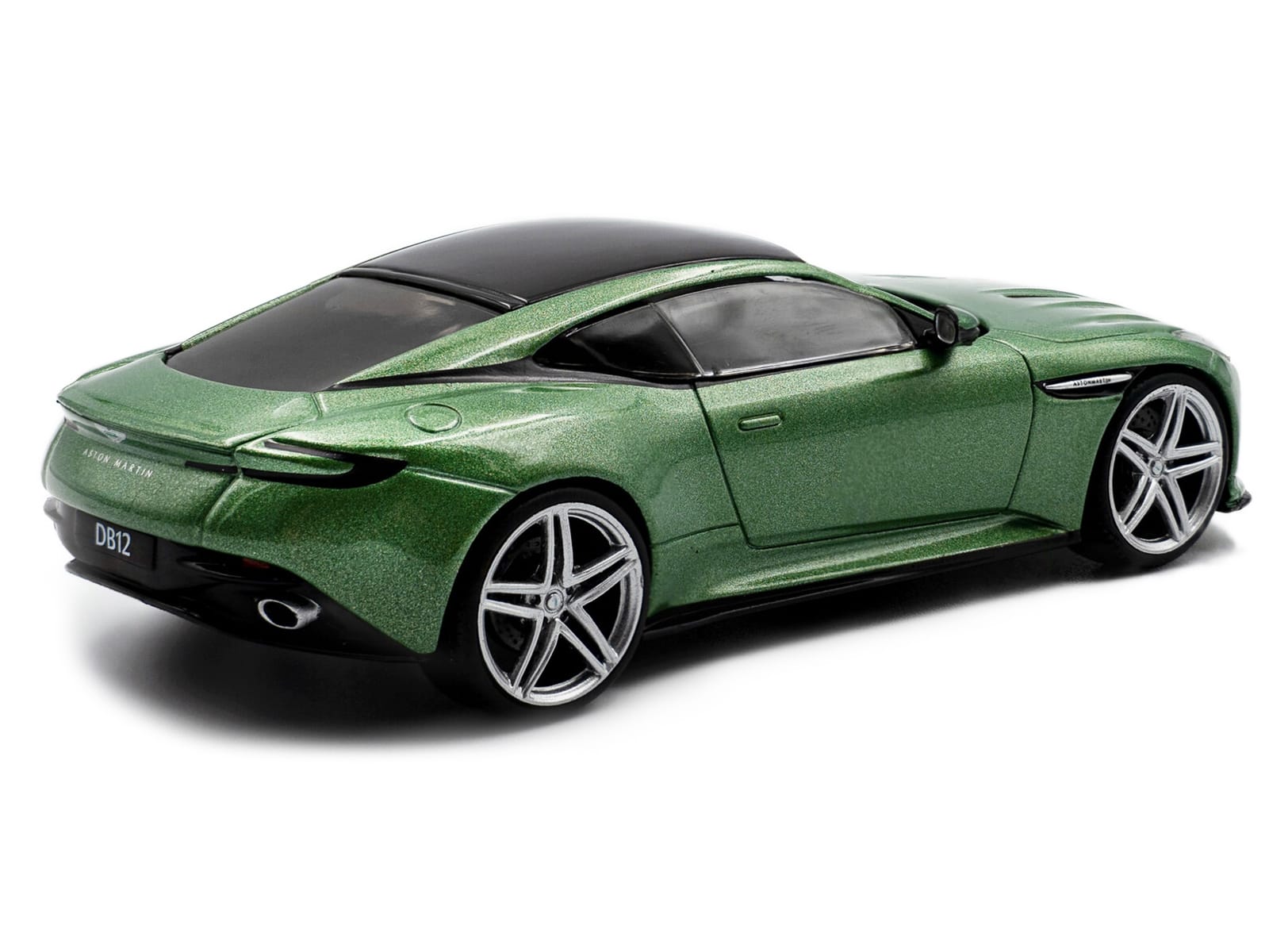 2023 Aston Martin DB12 Coupe Iridescent Emerald Metallic with Black Top 1/43 Diecast Model Car by Solido - Image 3