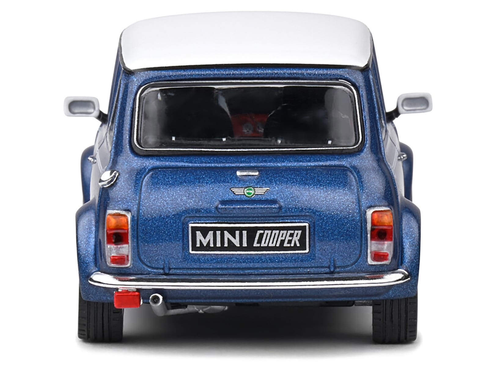 1994 Mini Cooper Sport Tahiti Blue Metallic with White Top and Stripes 1/43 Diecast Model Car by Solido - Image 4