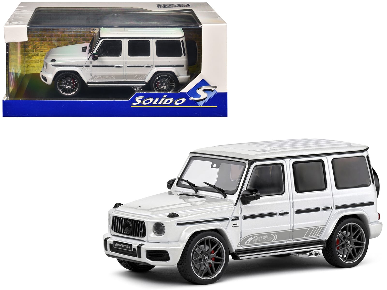 2022 Mercedes-Benz AMG G63 Diamond White Metallic with Graphics 1/43 Diecast Model Car by Solido - Image 5
