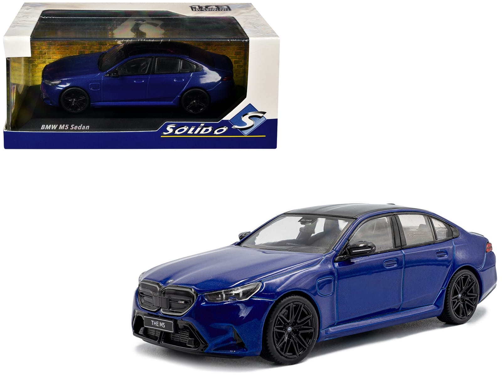 2024 BMW M5 Sedan Marina Bay Blue Metallic with Black Top 1/43 Diecast Model Car by Solido