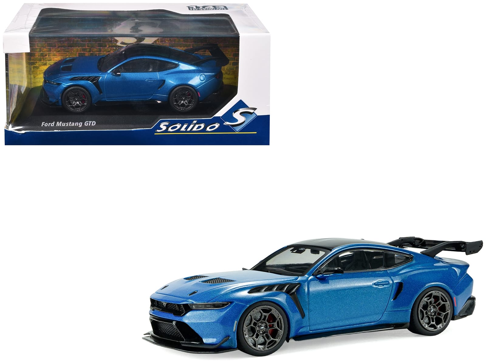 2025 Ford Mustang GTD Indulgent Blue Metallic with Black Top 1/43 Diecast Model Car by Solido
