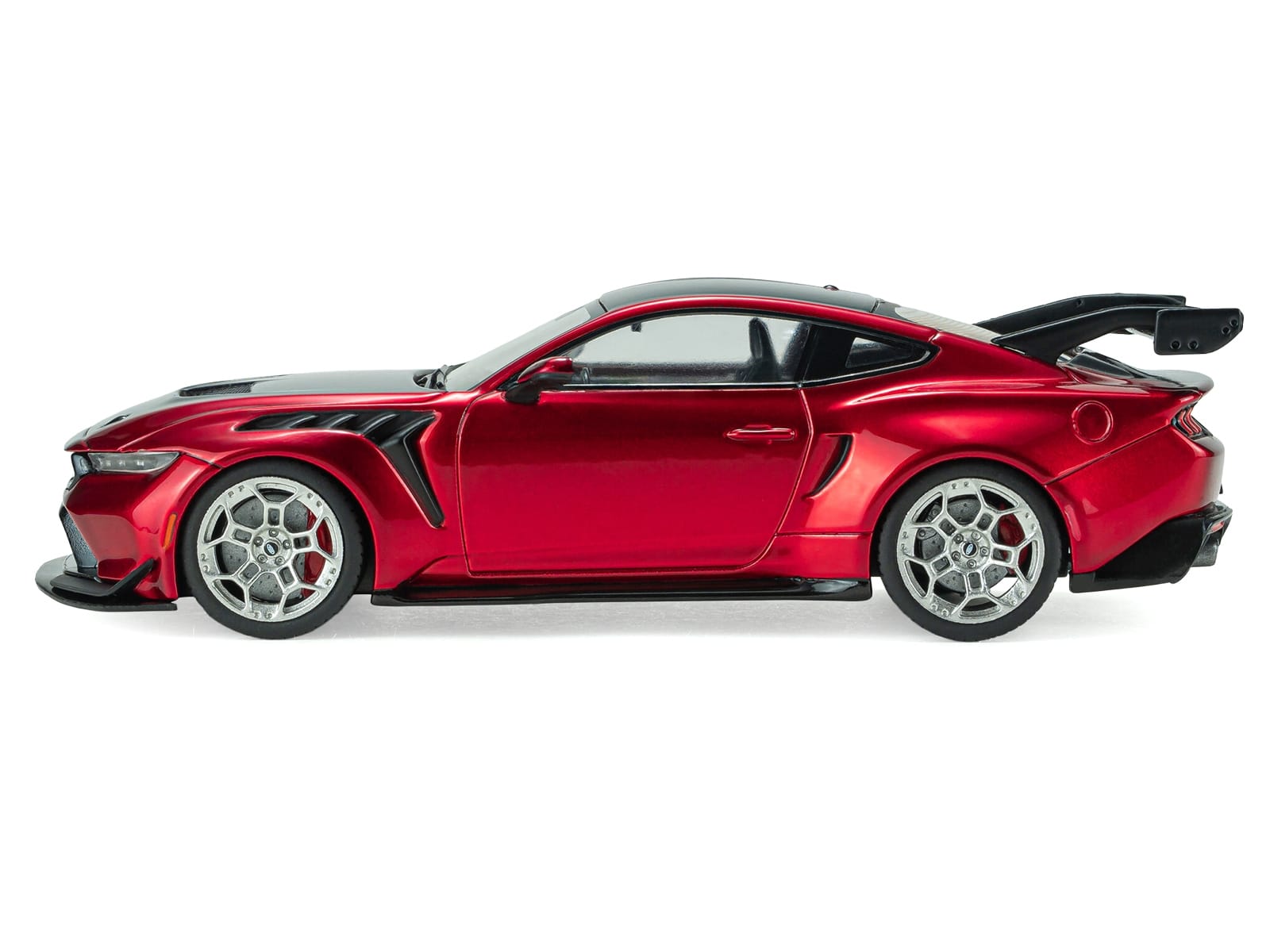 2025 Ford Mustang GTD Chroma Flame Red Metallic with Black Stripes 1/43 Diecast Model Car by Solido - Image 2