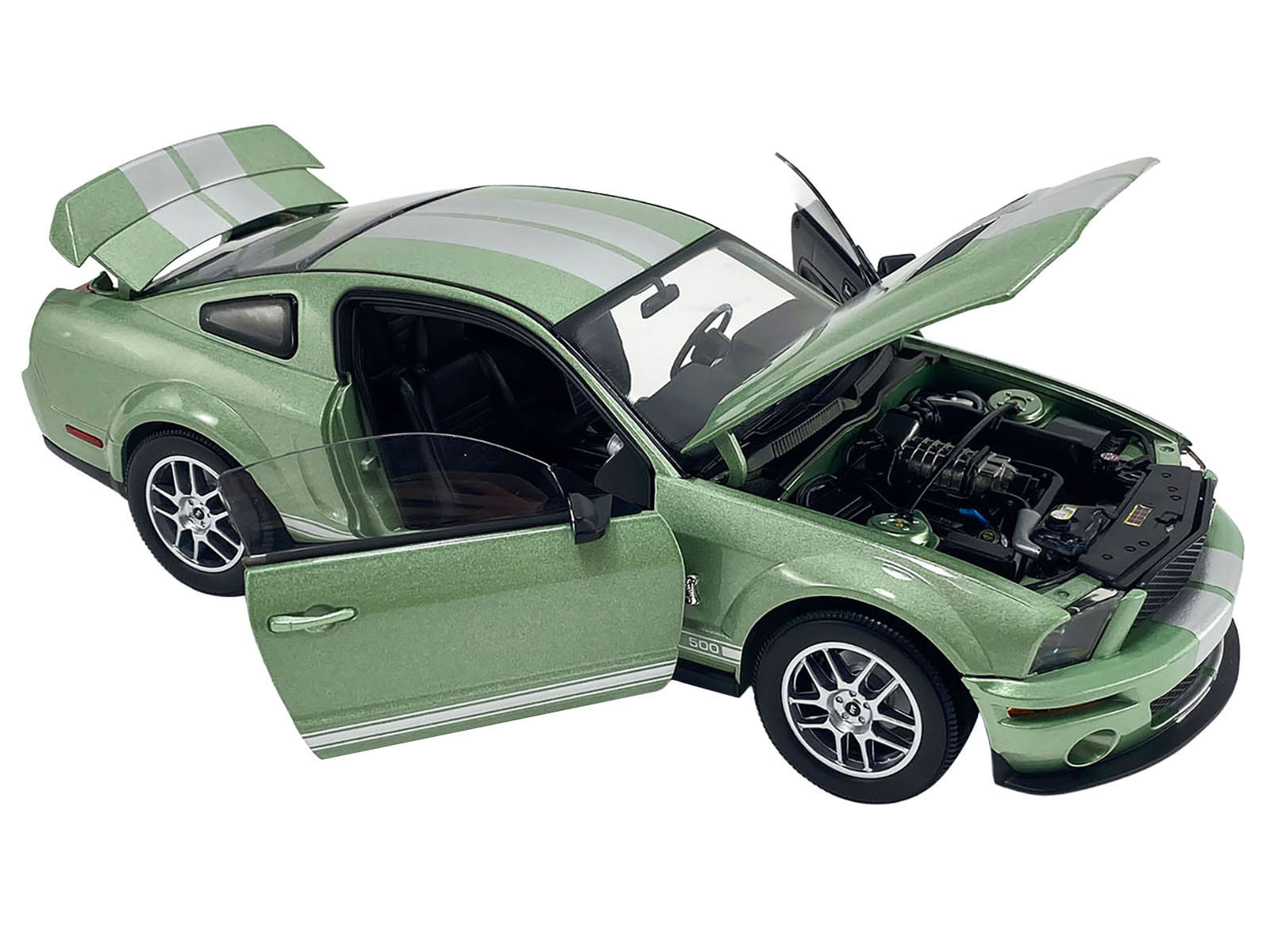 2007 Ford Shelby GT500 Lime Green Metallic with Silver Stripes "Shelby Collectibles" Series 1/18 Diecast Model Car by ACME - Image 2