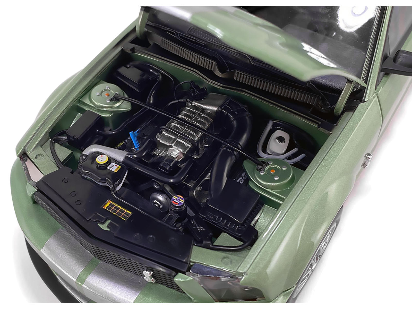 2007 Ford Shelby GT500 Lime Green Metallic with Silver Stripes "Shelby Collectibles" Series 1/18 Diecast Model Car by ACME - Image 3