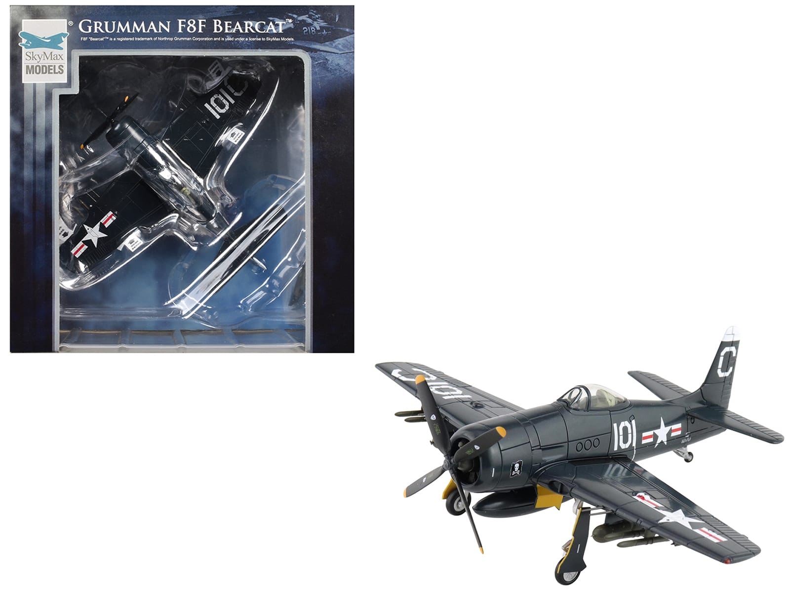 Grumman F8F-2 Bearcats Fighter Aircraft "121717 VF-61 Jolly Rogers" (1949) United States Navy "SkyMax Flying Heroes" Series 1/72 Diecast Model by Hobby Master