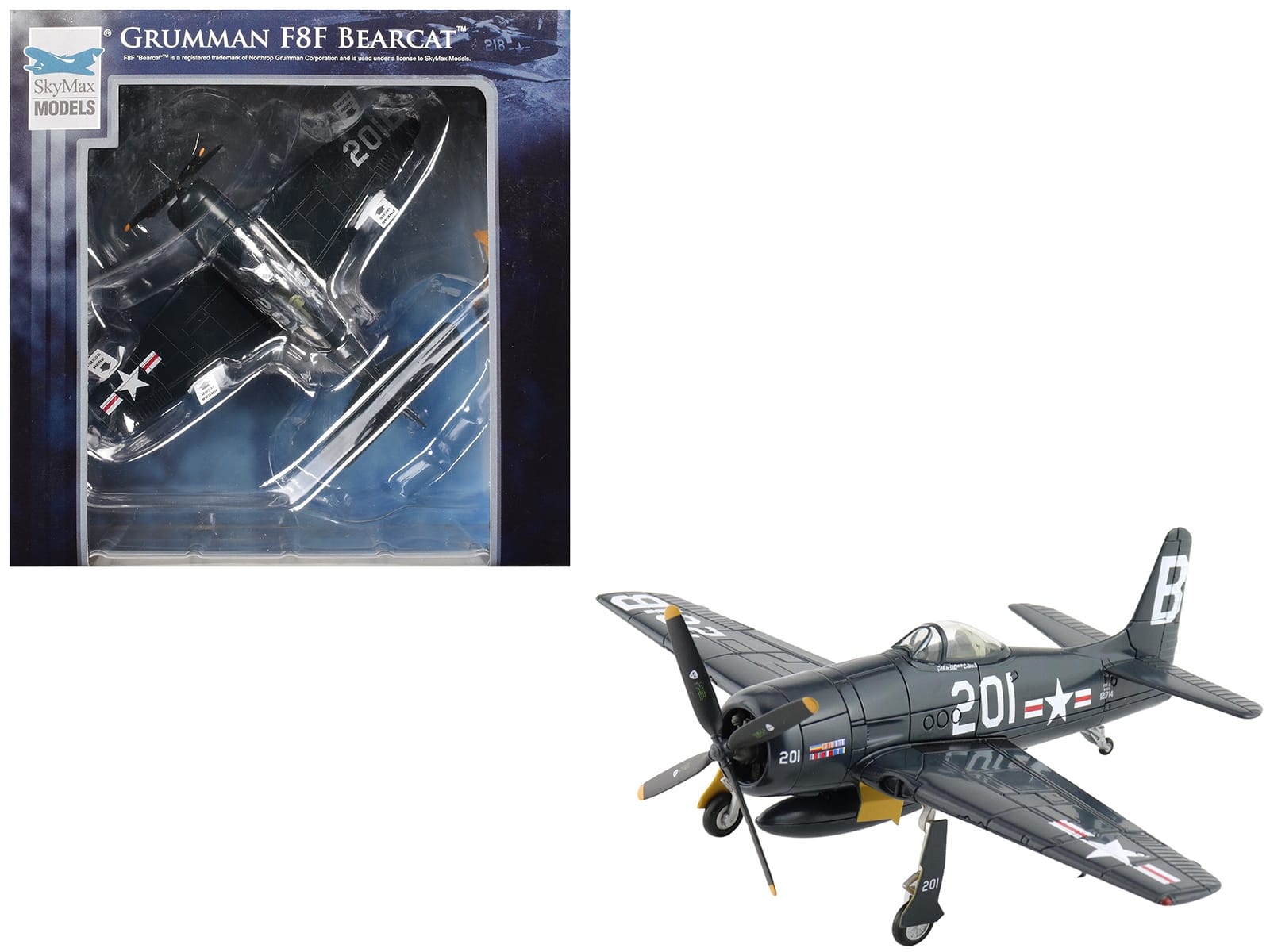 Grumman F8F-2P Bearcats Fighter Aircraft "121714 Duxford (Restored Plane)" (2014) United States Navy "SkyMax Flying Heroes" 1/72 Diecast Model by Hobby Master
