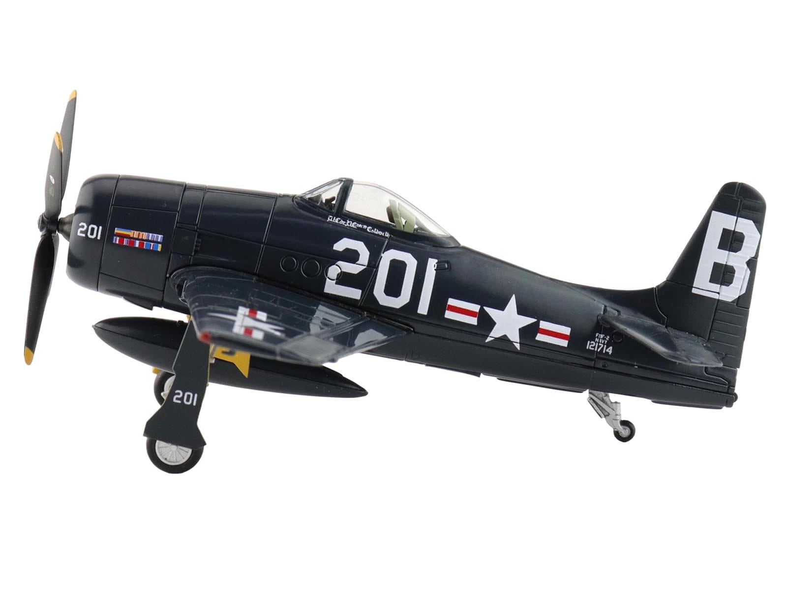 Grumman F8F-2P Bearcats Fighter Aircraft "121714 Duxford (Restored Plane)" (2014) United States Navy "SkyMax Flying Heroes" 1/72 Diecast Model by Hobby Master - Image 2