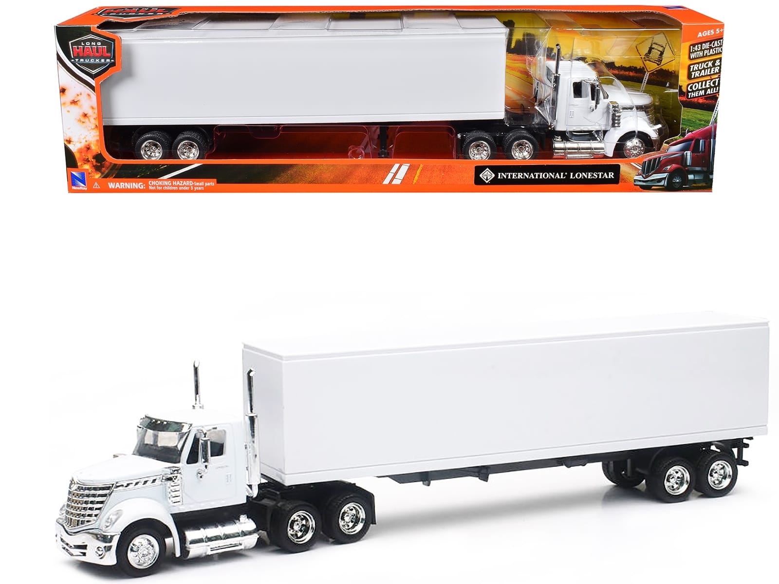 International LoneStar Truck with Dry Goods Trailer White "Long Haul Truckers" Series 1/43 Diecast Model by New Ray - Image 2