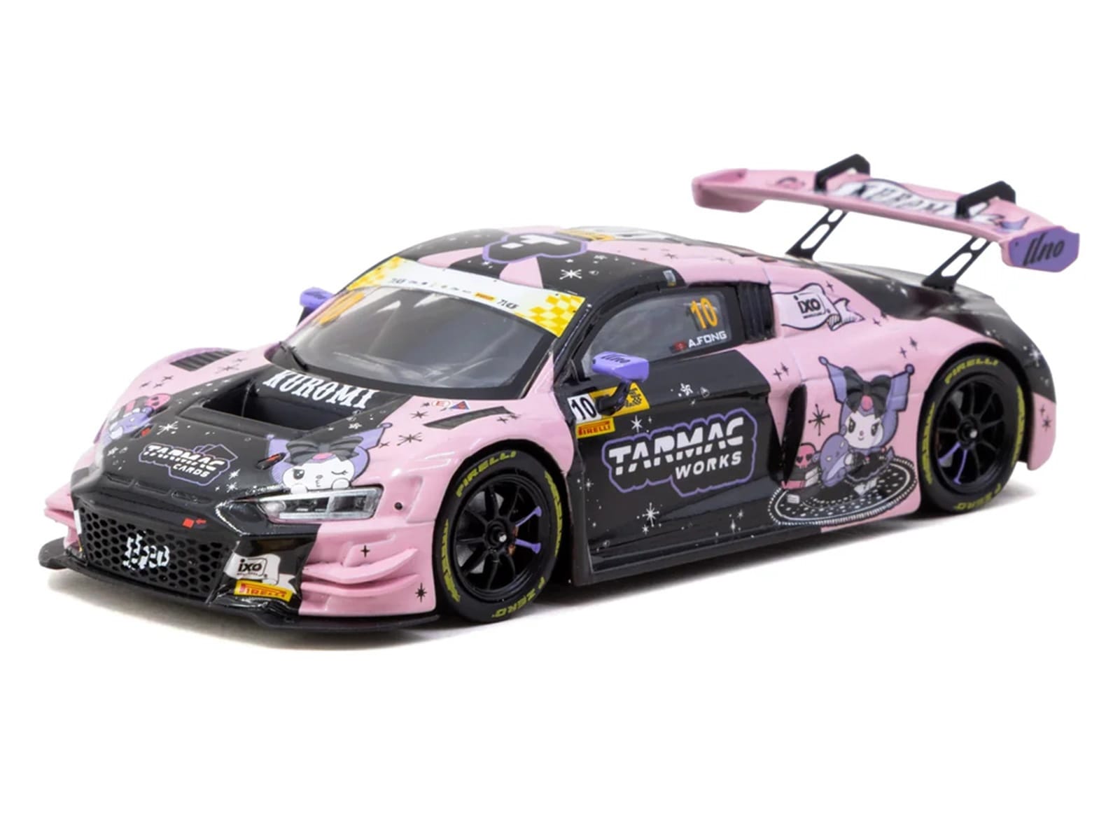 Audi R8 LMS GT3 evo II #10 Adderly Fong "Uno Racing Team - Kuromi" "Macau GT Cup - FIA GT World Cup" (2024) with A4 Poster "Hobby43" Series 1/43 Diecast Model Car by Tarmac Works - Image 2