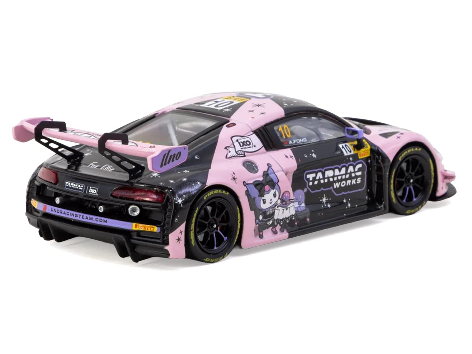 Audi R8 LMS GT3 evo II #10 Adderly Fong "Uno Racing Team - Kuromi" "Macau GT Cup - FIA GT World Cup" (2024) with A4 Poster "Hobby43" Series 1/43 Diecast Model Car by Tarmac Works - Image 3