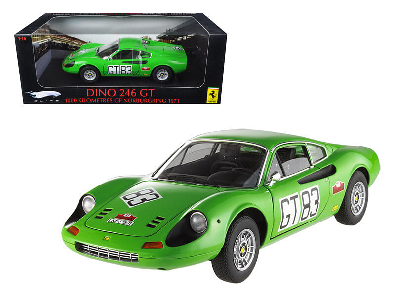 Ferrari Dino 246 GT #83 1000km of 1971 Nurburgring Elite Edition 1/18 Diecast Car Model by Hotwheels