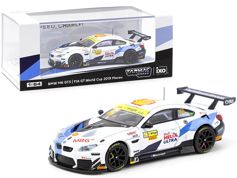 BMW M6 GT3 #42 Augusto Farfus “Shell Helix Ultra” FIA GT World Cup Macau (2019) 1/64 Diecast Model Car by Tarmac Works