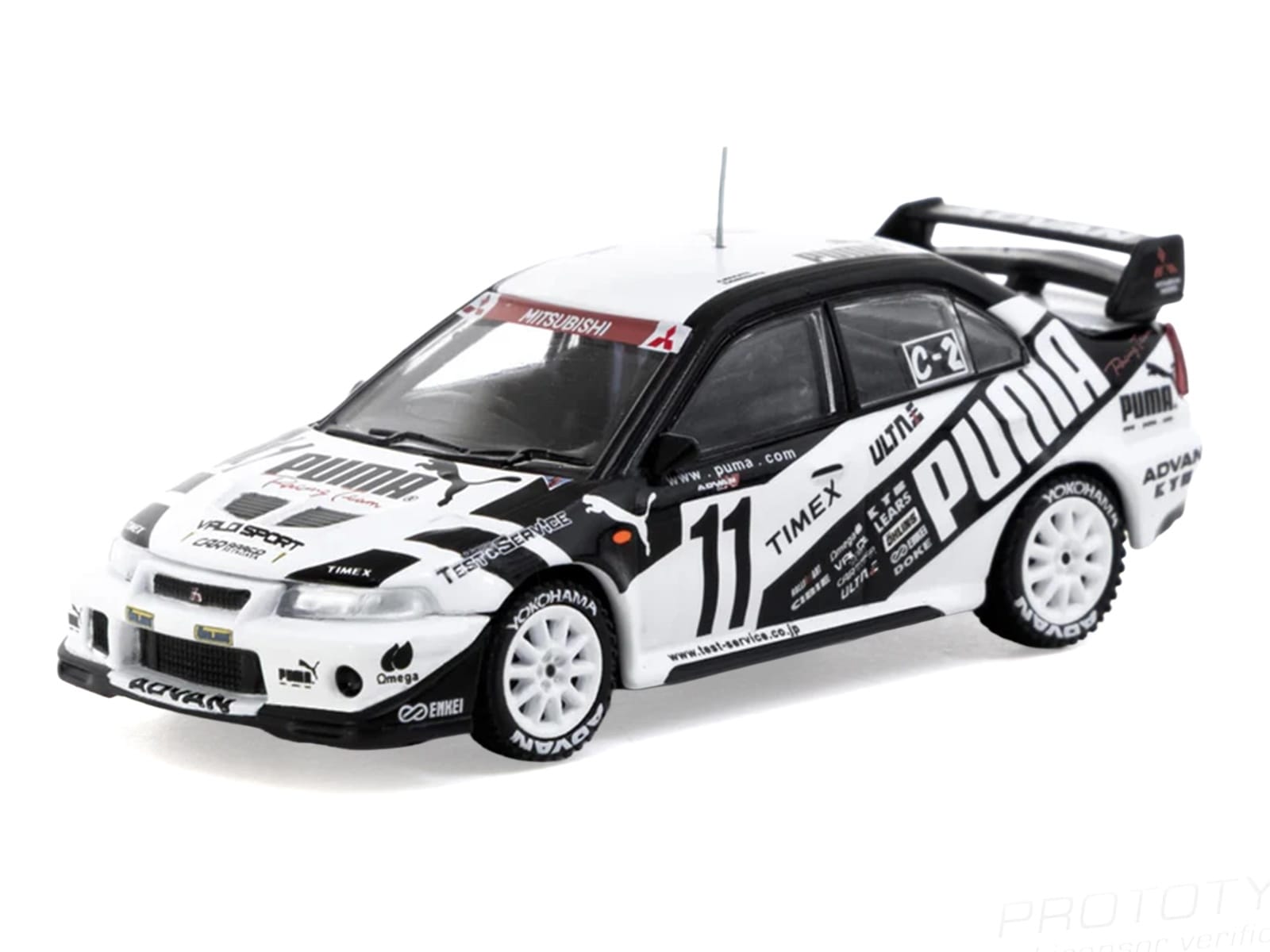 Mitsubishi Lancer Evolution VI TME RHD (Right Hand Drive) #11 Akihiko Nakaya - Takayuki Kinoshita "Puma - Super Taikyu Series" (2000) "Hobby64" Series 1/64 Diecast Model Car by Tarmac Works - Image 2