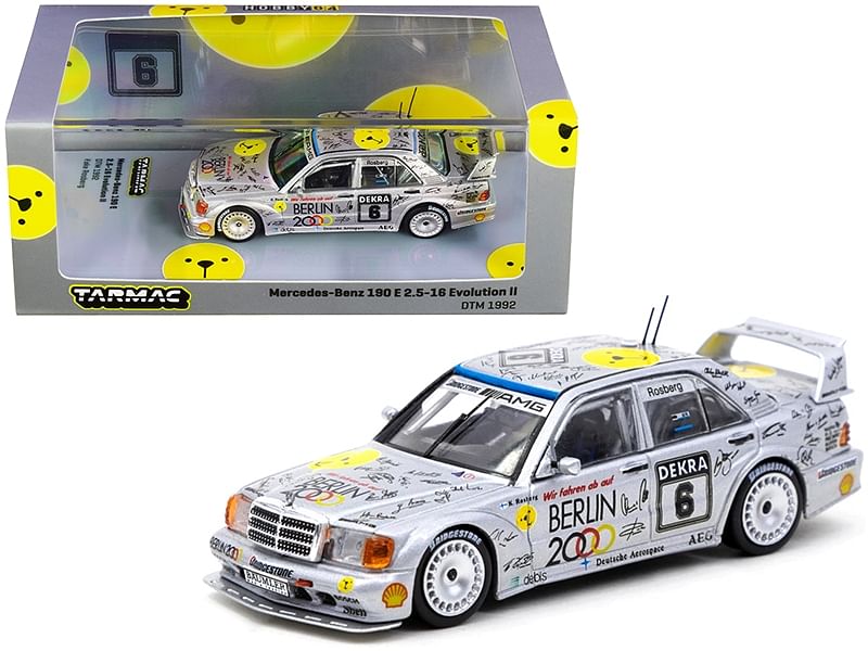 Mercedes Benz 190E 2.5-16 Evolution II #6 Keke Rosberg “Deutsche Tourenwagen Meisterschaft” DTM (1992) 1/64 Diecast Model Car by Tarmac Works