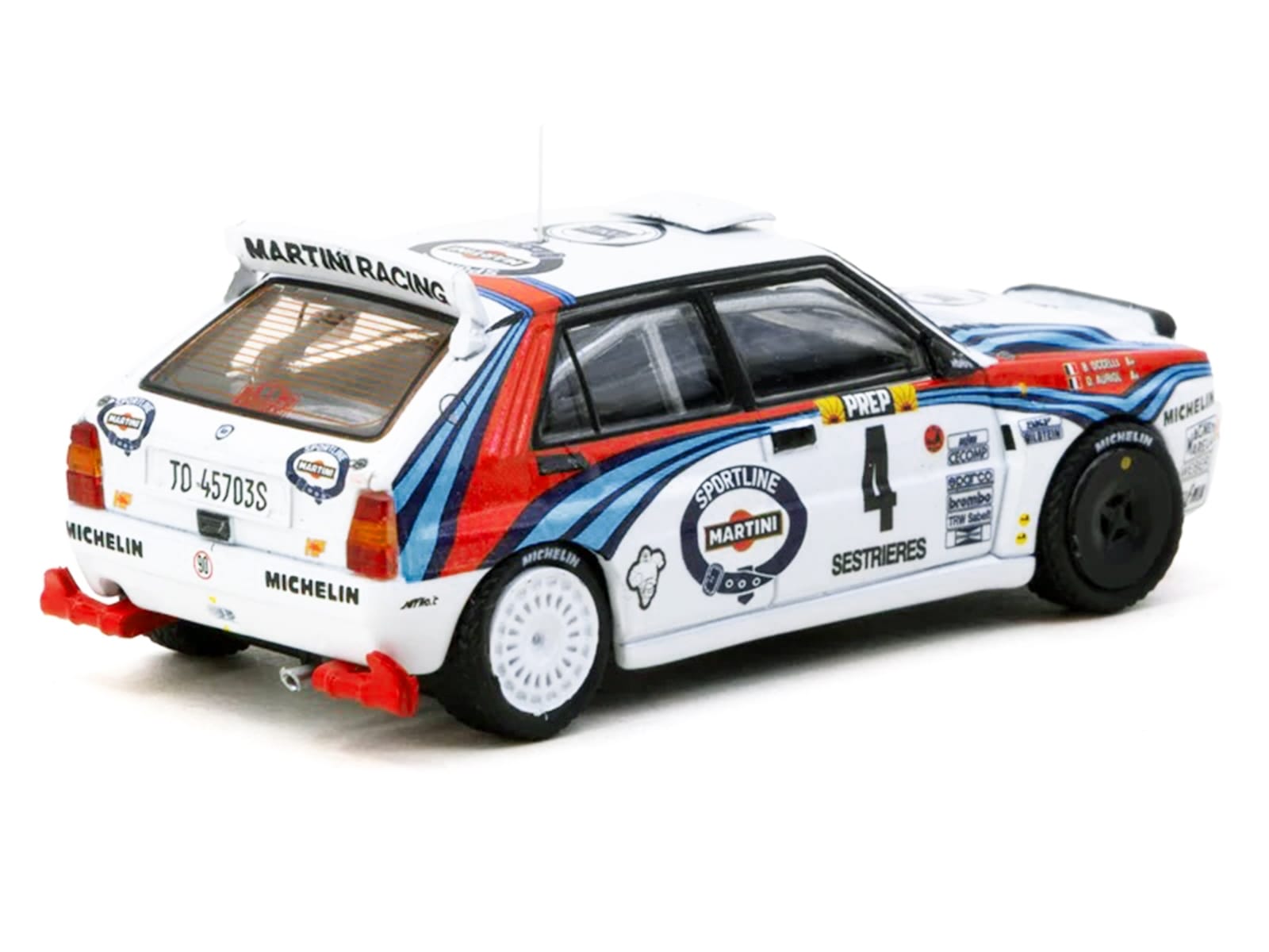 Lancia Delta HF Integrale #4 Didier Auriol - Bernard Occelli "Martini Racing" Winner "Monte Carlo Rally" (1992) "Hobby64" Series 1/64 Diecast Model Car by Tarmac Works - Image 3