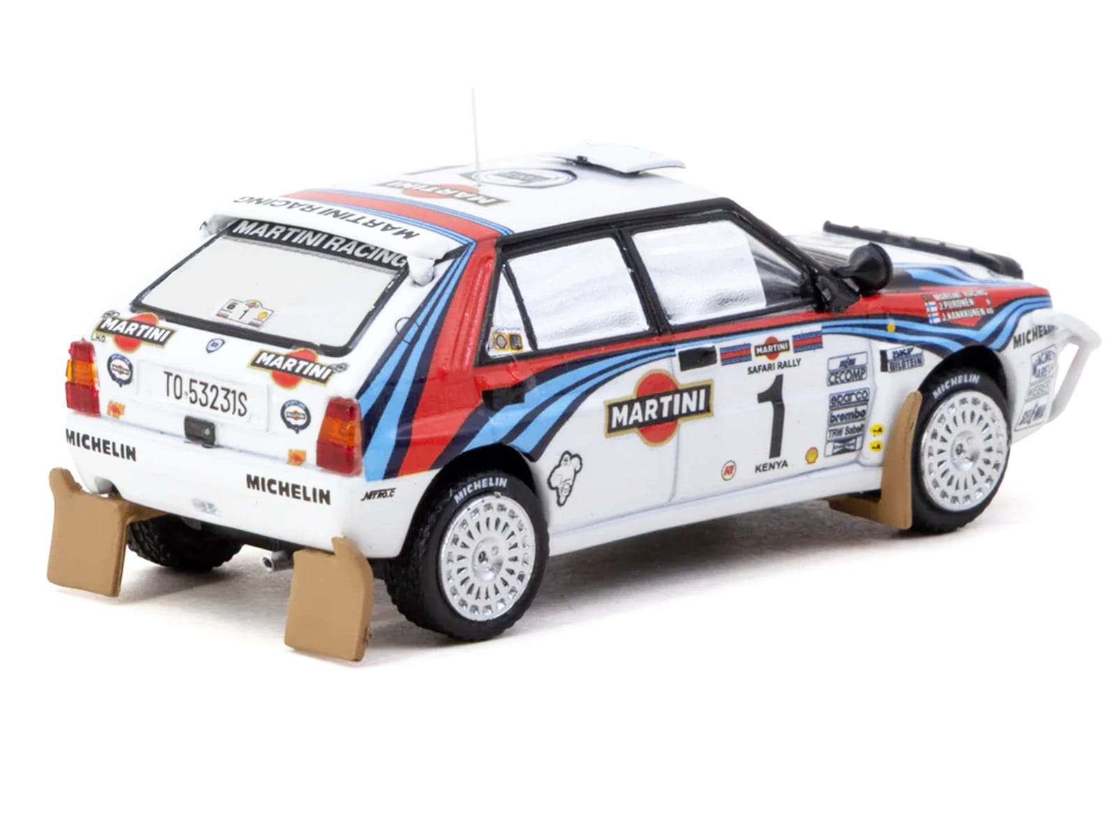 Lancia Delta HF Integrale #1 Juha Kankkunen - Juha Piironen "Martini Racing" 2nd Place "Safari Rally" (1992) "Hobby64" Series 1/64 Diecast Model Car by Tarmac Works - Image 3