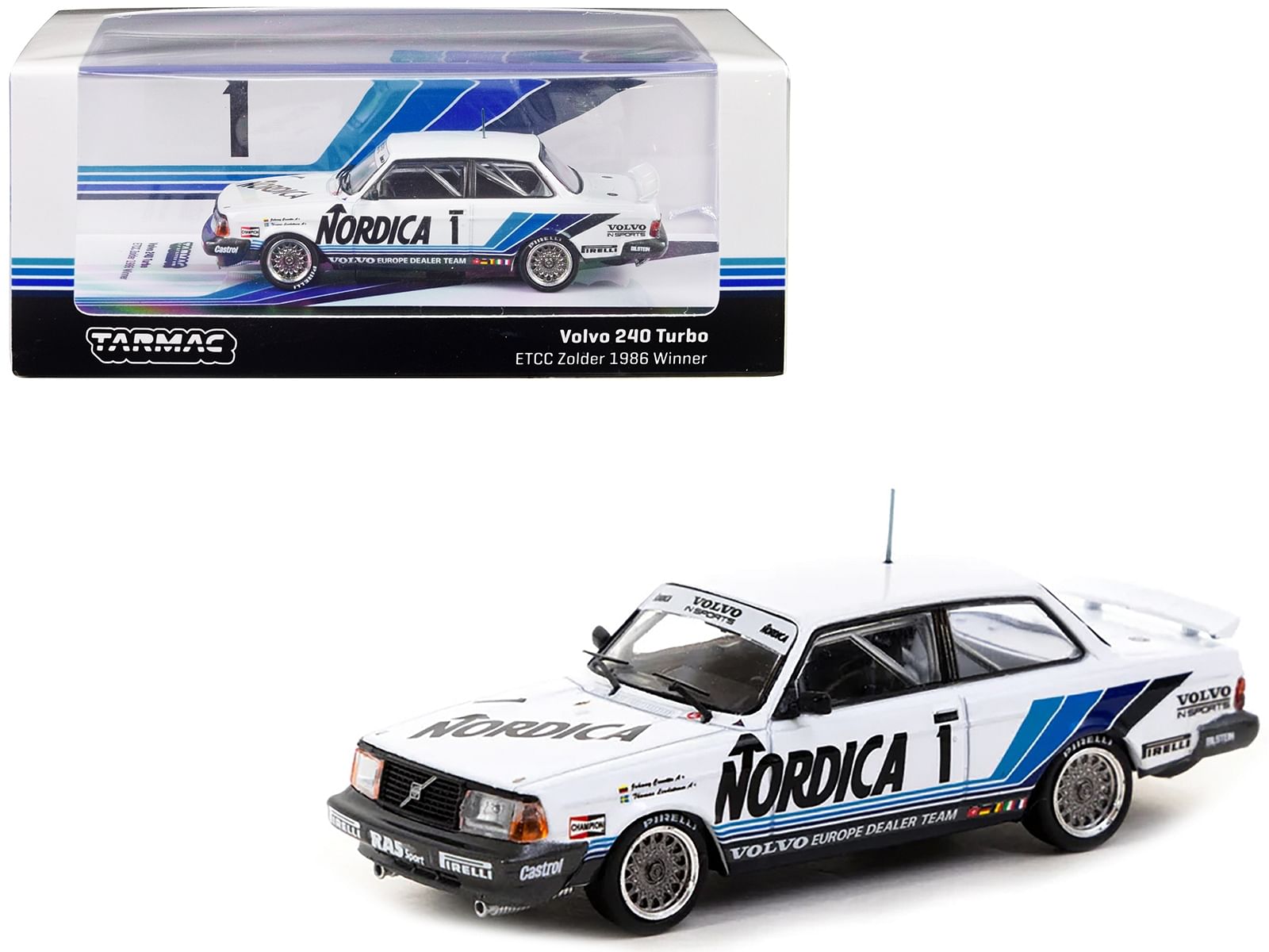 Volvo 240 Turbo #1 Johnny Cecotto – Thomas Lindstrom Winner “ETCC Zolder” (1986) “Hobby64” Series 1/64 Diecast Model Car by Tarmac Works