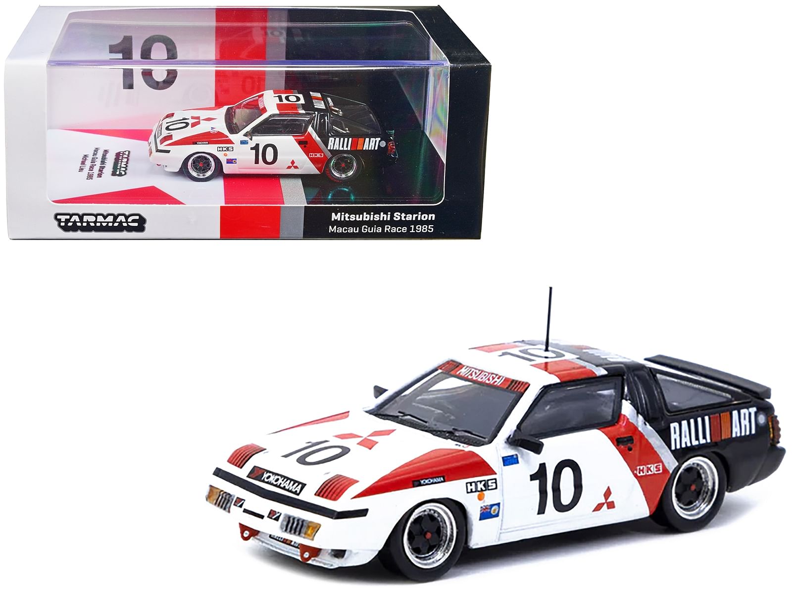 Mitsubishi Starion RHD (Right Hand Drive) #10 Michael Lieu 3rd Place “Macau Guia Race” (1985) “Hobby64” 1/64 Diecast Model Car by Tarmac Works