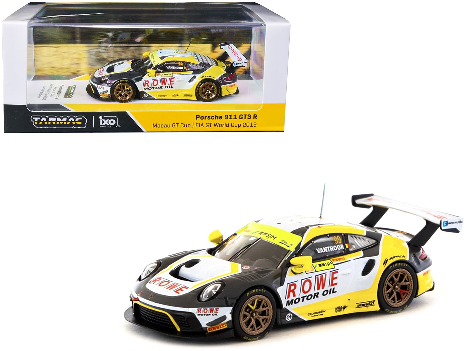 Porsche 911 GT3 R #99 Laurens Vanthoor 2nd Place “Macau GT Cup FIA GT World Cup” (2019) “Hobby64” Series 1/64 Diecast Model Car by Tarmac Works